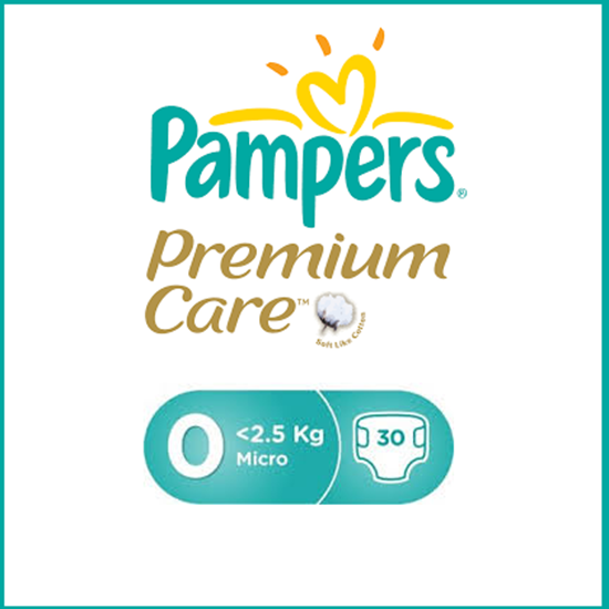 Снимка на PAMPERS PREMIUM/ПАМПЕРС ПРЕМИУМ 0 ПОД 2.5 КГ. Х 30 БР.