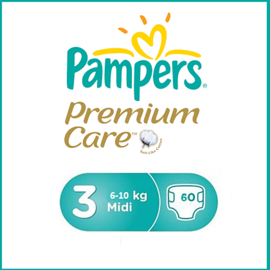 Снимка на PAMPERS PREMIUM/ПАМПЕРС ПРЕМИУМ 3 6-10 КГ. Х 60 БР.