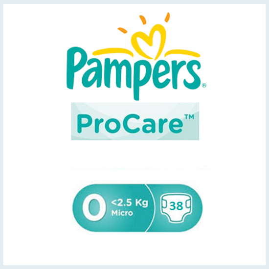 Снимка на PAMPERS PROCARE/ПАМПЕРС ПРО КЕЪР 0 1-2.5 КГ. Х 38 БР.