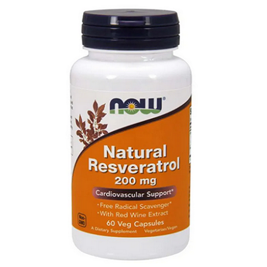 NOW FOODS/НАУ ФУДС RESVERATROL/РЕСВЕРАТРОЛ 200 МГ. КАПСУЛИ Х 60 БР