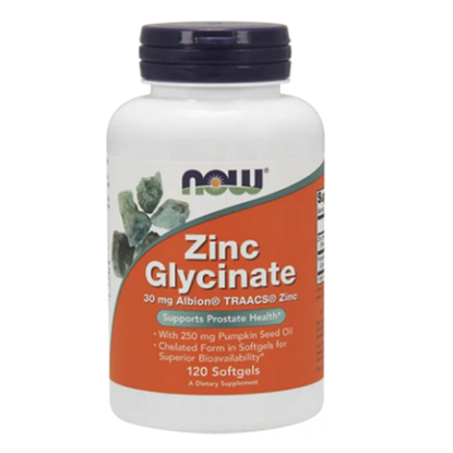 NOW FOODS/НАУ ФУДС ZINC GLYCINATE/ЦИНК ГЛИЦИНАТ 30 МГ. КАПСУЛИ Х 120 БР. 