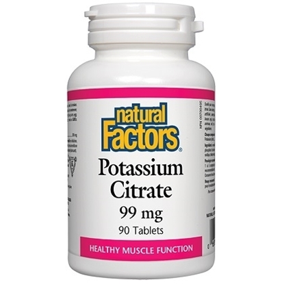 Снимка на NATURAL FACTORS POTASSIUM CITRATE КАЛИЕВ ЦИТРАТ 99 МГ. ТАБЛЕТКИ Х 90 БР. 