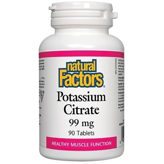 Снимка на NATURAL FACTORS POTASSIUM CITRATE КАЛИЕВ ЦИТРАТ 99 МГ. ТАБЛЕТКИ Х 90 БР. 