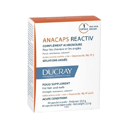 Снимка на DUCRAY/ДЮКРЕ ANACAPS REACTIV ХРАНИТЕЛНА ДОБАВКА ЗА КОСА И НОКТИ КАПСУЛИ Х 30 БР.