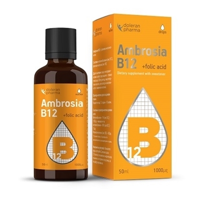 Снимка на AMBROSIA B12/АМБРОЗИЯ В12 КАПКИ 1000 МГ Х 30 МЛ