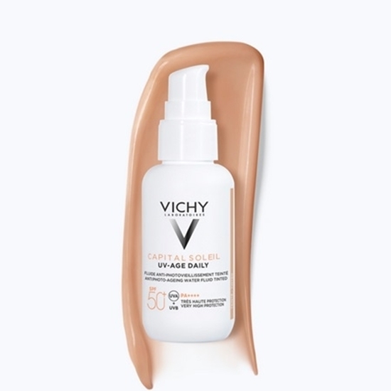 Снимка на VICHY/ВИШИ CAPITAL SOLEIL UV-AGE DAILY SPF 50+ ФЛУИД ПРОТИВ ПРОЯВА НА ПРИЗНАЦИТЕ НА ФОТОСТАРЕЕНЕ 40 МЛ.