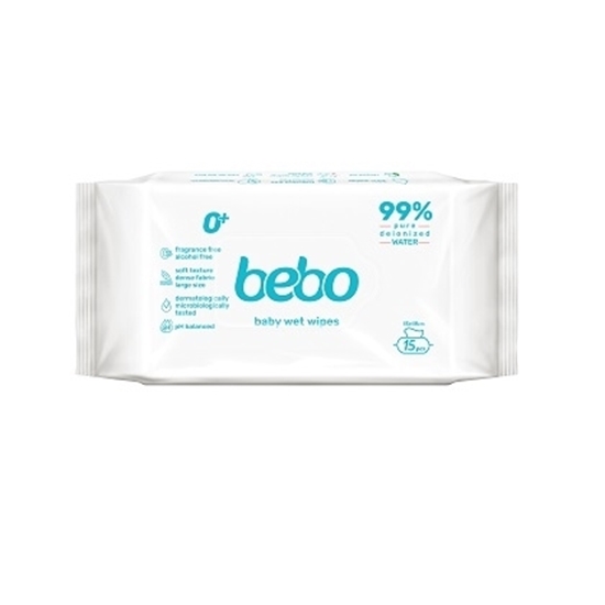Снимка на BEBO/ БЕБО 99% ВОДА МОКРИ КЪРПИЧКИ Х 15 БР.